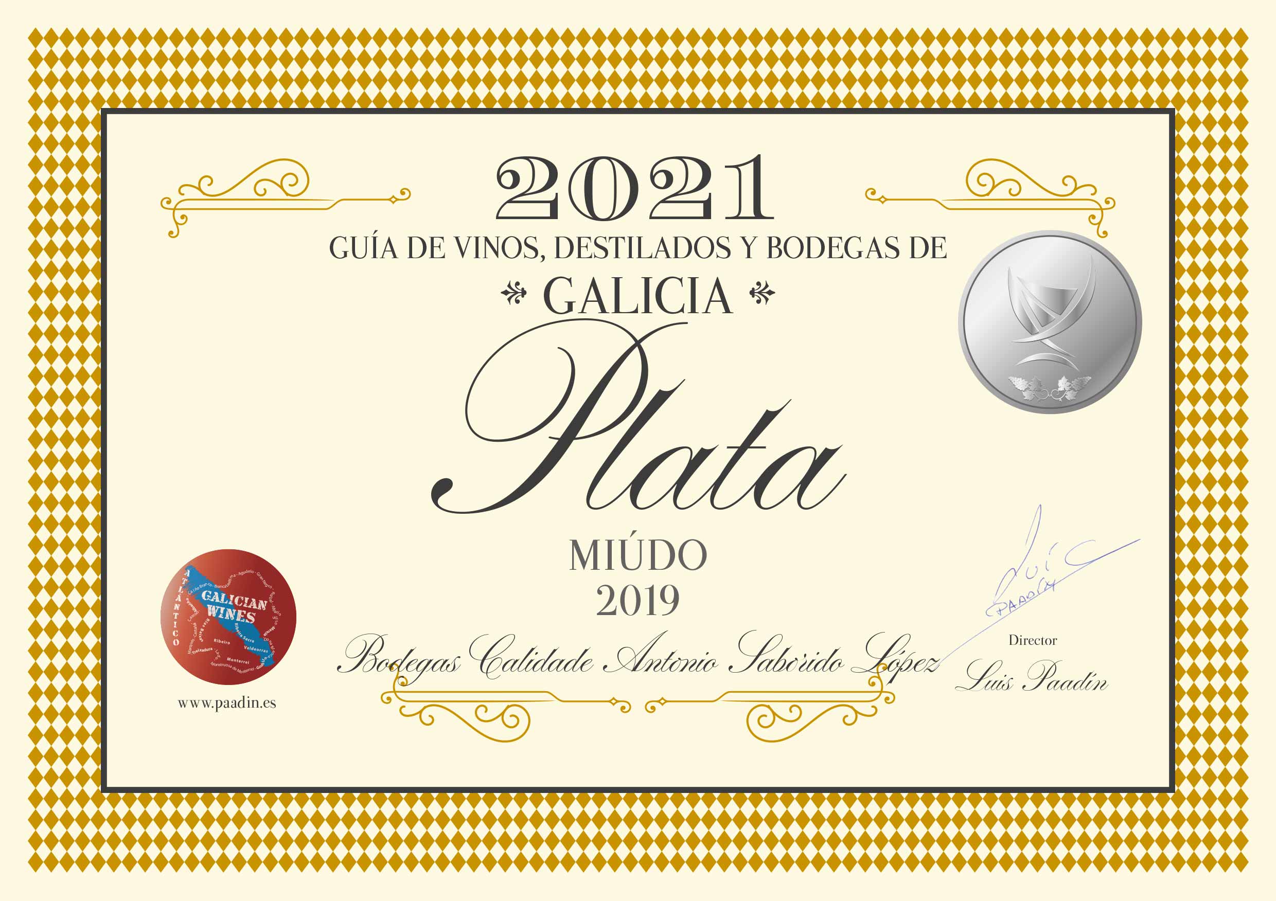 Miúdo 2019 - Medalla de Plata por la Guía de vinos, destilados y bodegas de Galicia